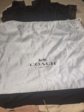 Coach White Drawstring Dust Bag with Black Logo